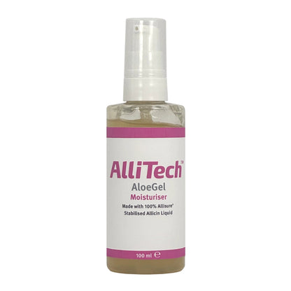 AlliTech AloeGel Moisturiser bottle on a white background