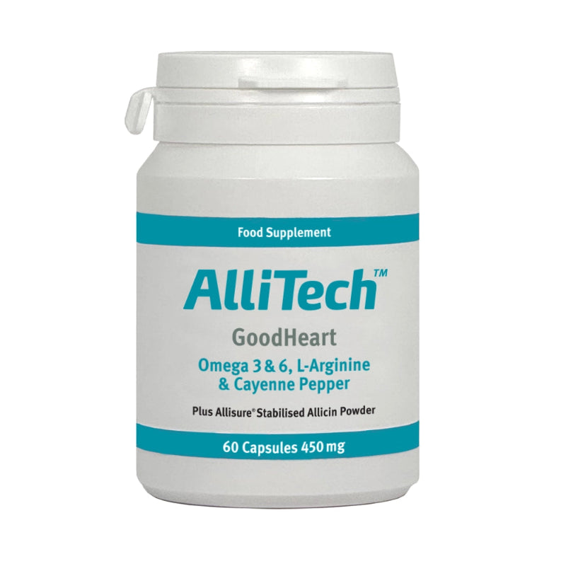 AlliTech GoodHeart supplement container on a white background