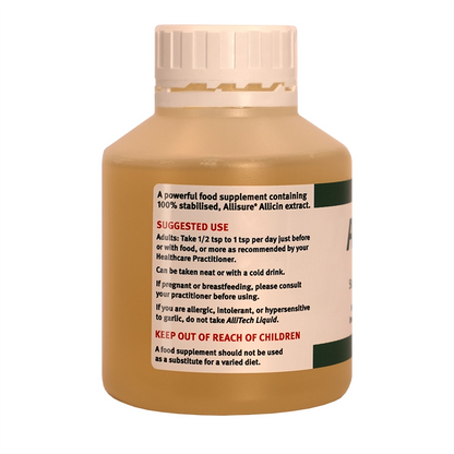 AlliTech Liquid Pro supplement bottle with label on a white background