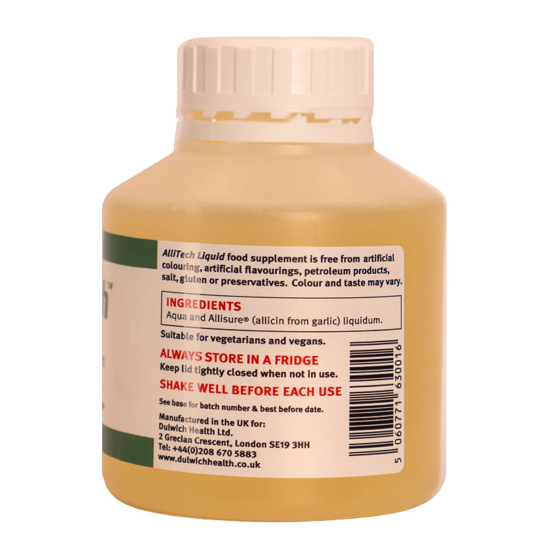 AlliTech Liquid Pro bottle with side label on a white background