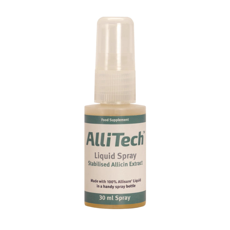 Front of AlliTech Liquid Spray bottle on a white background