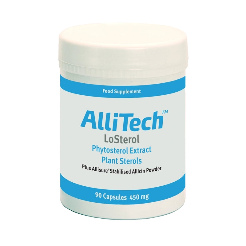 AlliTech LoSterol food supplement container on a white background