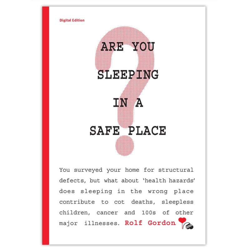 The "Are_You_Sleeping_In_A_Safe_Place?" Digital Edition PDF cover features a question mark and text about sleeping safety, with the author Rolf Gordon.