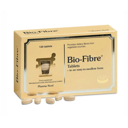 Pack of Bio-Fibre tablets with packaging on a white background