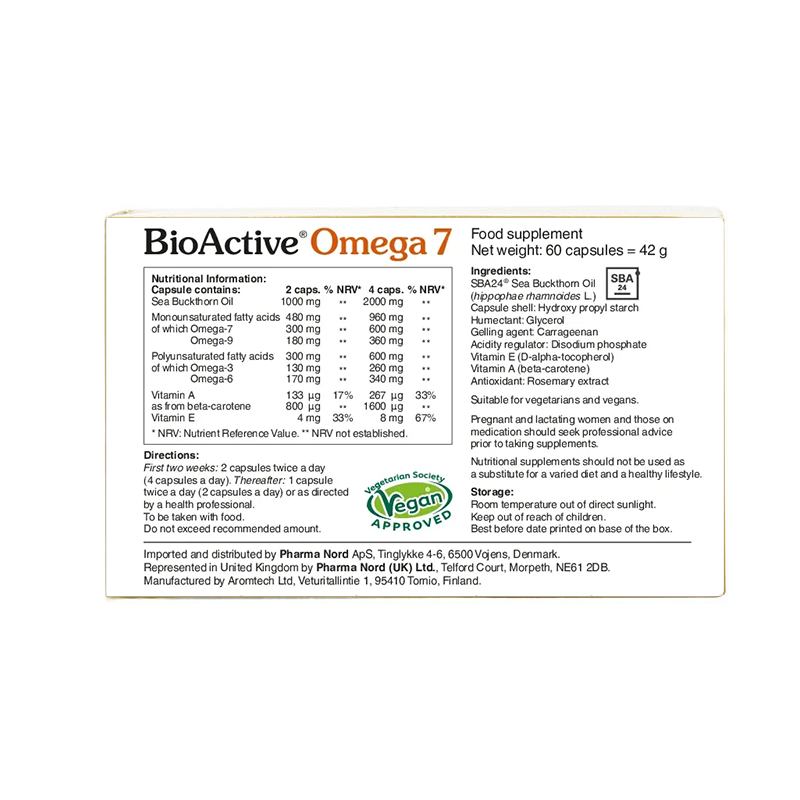 BioActive Omega 7 Omega 7 Sea Buckthorn Oil Capsules from Dulwich Health