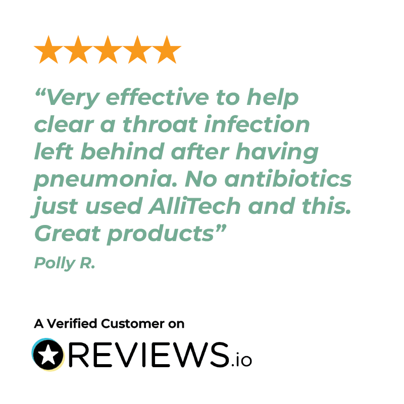 Five-star review for Oreganol Oil P73 Regular Strength  product on Reviews.io with a customer quote.