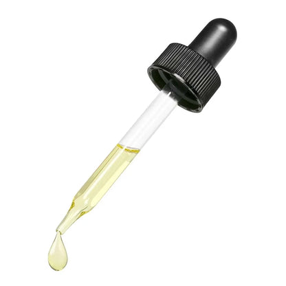 Oreganol P73 Oil dropper with yellow liquid on a white background