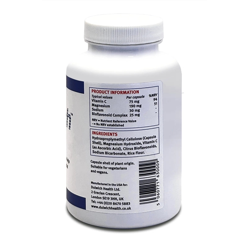Side of OxyTech supplement 180 bottle with label on a white background