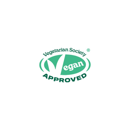 Vegetarian Society Vegan Approved logo on a white background