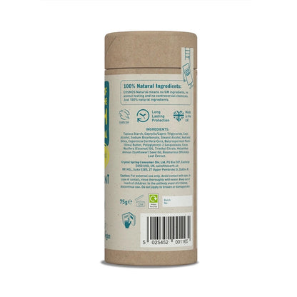 Back view of Salt-of-the-Earth Unscented Deodorant container with text and icons on a white background