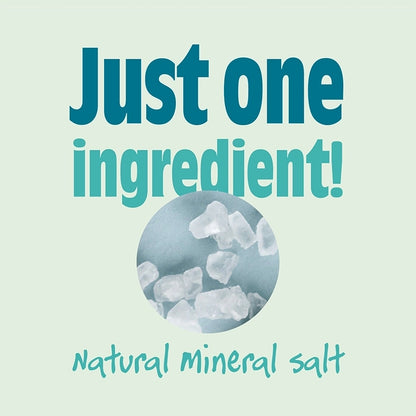 Advertisement for Salt of the Earth natural mineral salt with text 'Just one ingredient!' and an image of salt crystals.
