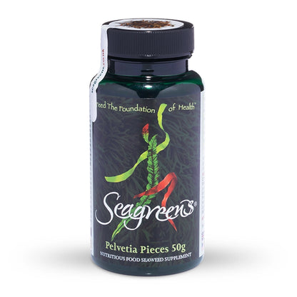 Seagreens Pelvetia Pieces supplement bottle on a white background