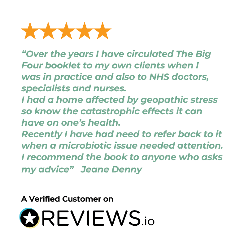 Five-star review from a verified customer on Reviews.io with a testimonial about The Big Four booklet.