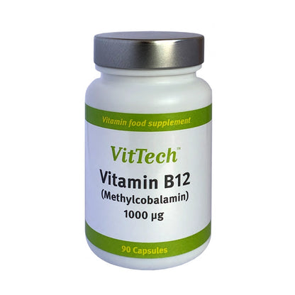 VitTech Vitamin B12 supplement bottle on a white background