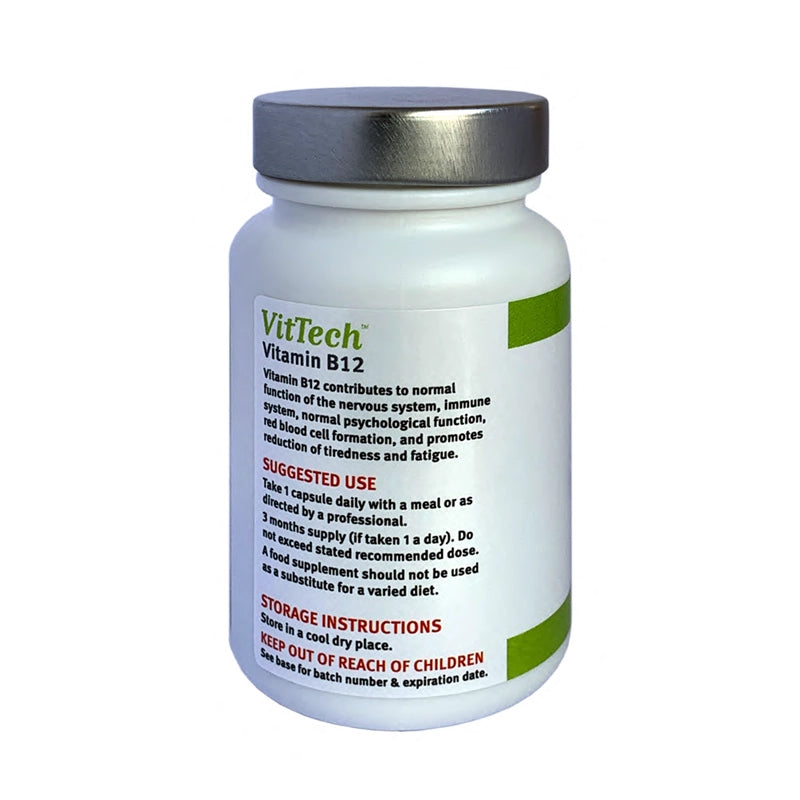 VitTech Vitamin B12 supplement bottle on a white background