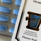 Blue tablets in a blister pack with a Pharma Nord bio-Glucosamine supplement container.