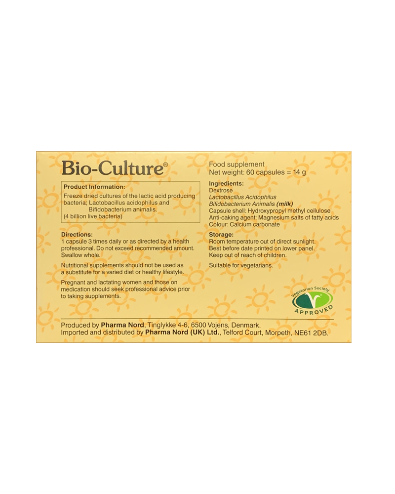 Bio-Culture-60 capsules back of pack