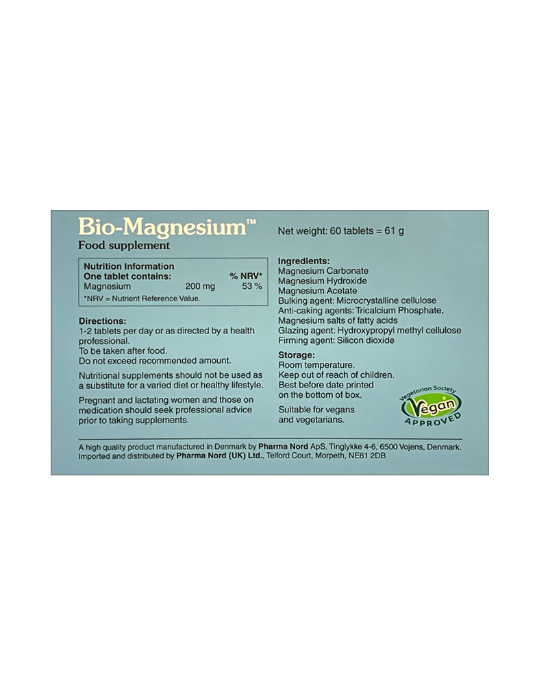 Bio Magnesium 60 capsules back of pack