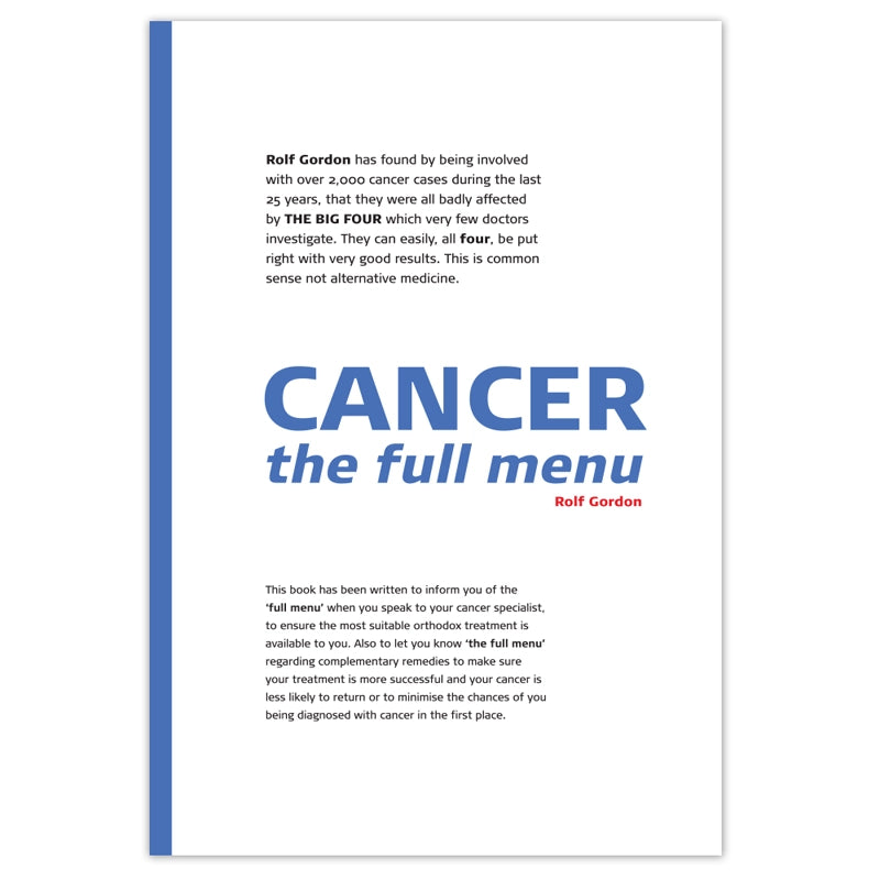 Book cover of 'Cancer: The Full Menu' by Rolf Gordon on a white background