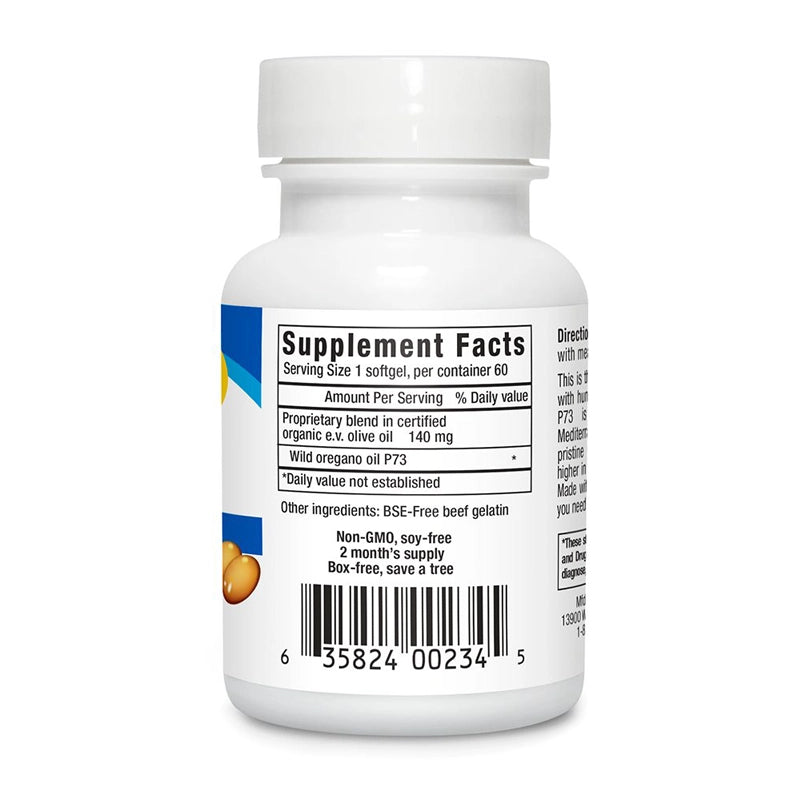Oreganol 60 Softgel supplement bottle with label showing 'Supplement Facts' on a white background