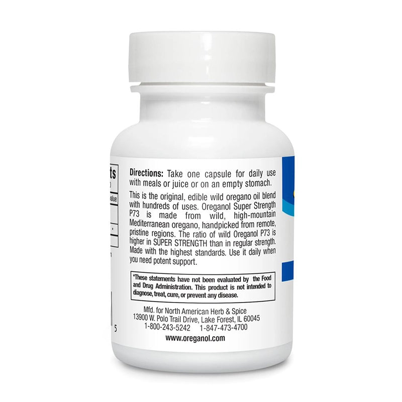 Oreganol 60 softgel Super supplement bottle with label on a white background