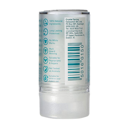 Side of  a Salt of the Earth natural deodorant crystal on a white background